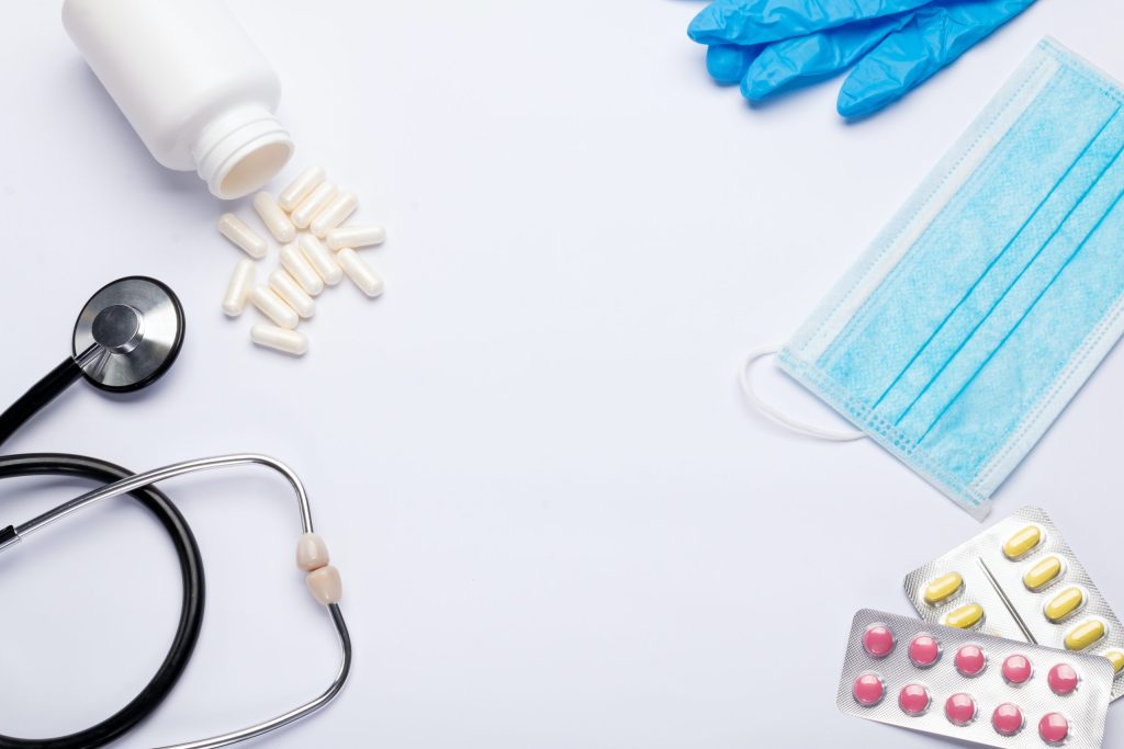 Medical supplies on table